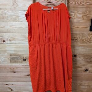 Old Navy Orange Short-Sleeve Midi Dress